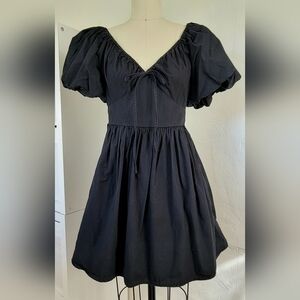 TARGET XS Black Cotton Puff Sleeve Mini Dress Cottagecore